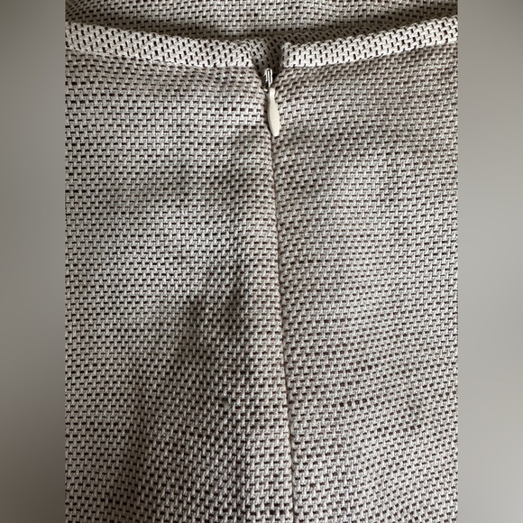 Liz Claiborne Suit Set Skirt Blazer Linen Blend Cream Brown Ruffle Cuff Trim 12P - Picture 9 of 13